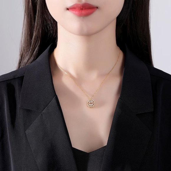 Clover Necklace | 18K Gold / Platinum Coated 925 Silver | Lucky Four Leaf Clover - Picture 6 of 8